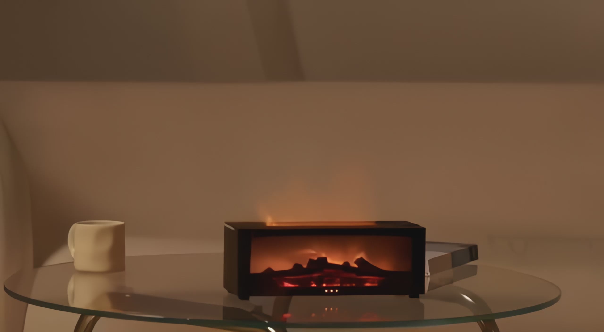 Load video: Fireplace-effect humidifier with aromatherapy for comfort and wellness.